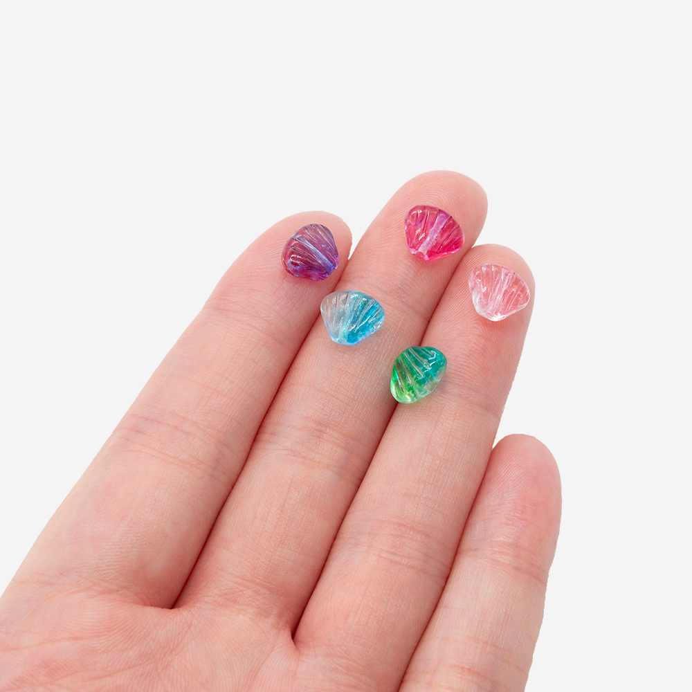 Стеклянная подвеска "Ракушка", 8,7*7,3мм, розовая