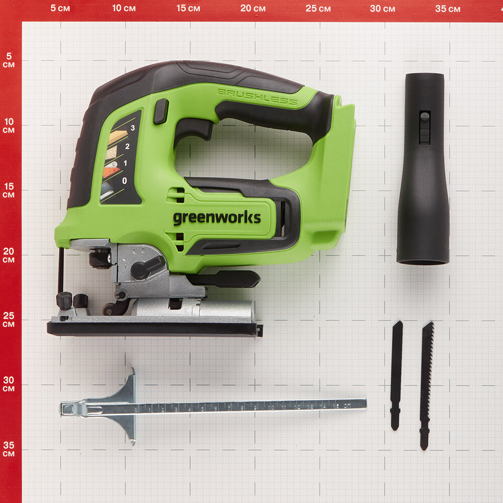 Лобзик аккумуляторный GREENWORKS GD24JS 24В,100мм-дер.,8мм-сталь,б/щ,без АКБ и ЗУ (3601407)