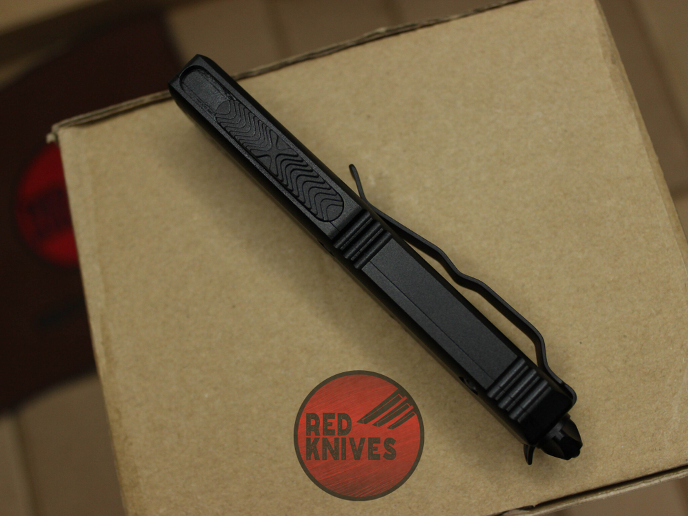 Нож Microtech UTX-85 A+++ Hellhound H/E - черная рукоять, черный клинок