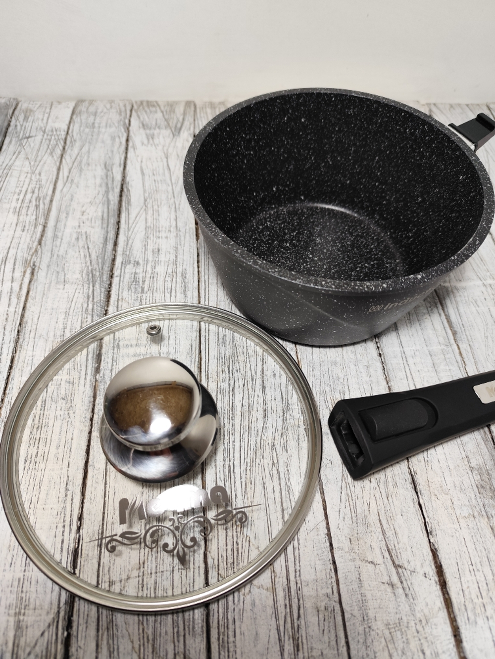 Ковш 1,7л АП ГРАНИТ black стекл кр съем ручка Indu