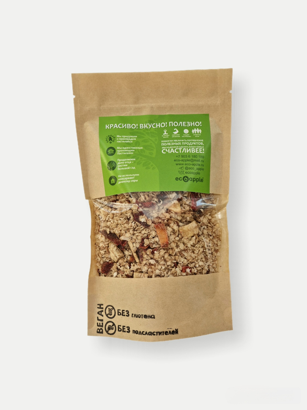 Хлопья из зеленой гречки с клубникой и бананом, 220 г