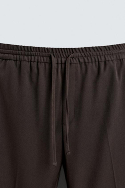 ZARA БРЮКИ-ДЖОГГЕРЫ КОМФОРТНОЙ ПОСАДКИ, ШОКОЛАДНЫЙ