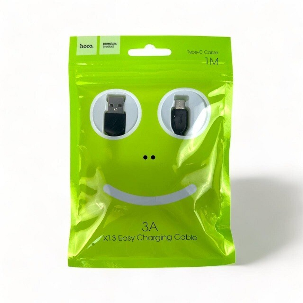(HOCO) Телефонный КАБЕЛЬ для TYPE-C - USB, 1 м, 3А, цвет ЧЕРНЫЙ