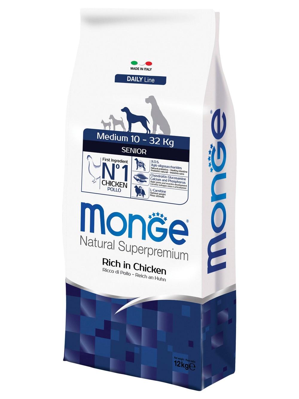 Сухой корм Monge Dog Daily Line Medium для пожилых собак средних пород, из курицы 12 кг
