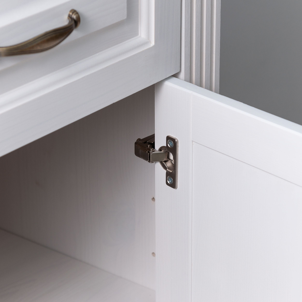 Комод белый для вещей Харви из массива сосны с филенкой для спальни в викторианском стиле, комод деревянный с ящиком и с дверцами на ножках напольный