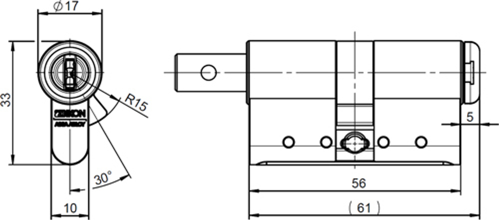 Профильный цилиндр с поворотной ручкой eCLIQ N534,KNF=9