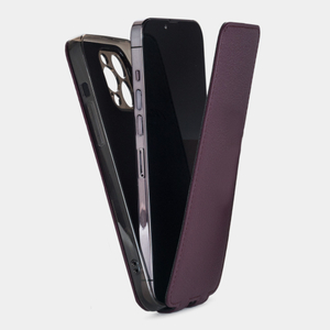 Чехол для iPhone 15 Pro из кожи козы, фиолетового цвета