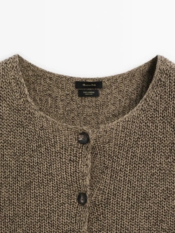 Massimo Dutti Жилет платочной вязки из 100% хлопка, серый