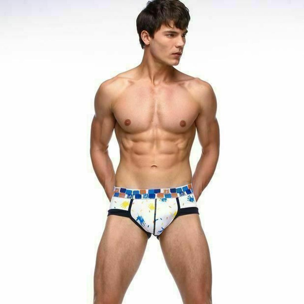 Мужские трусы хипсы белые с отпечатками рук Superbody Hips White