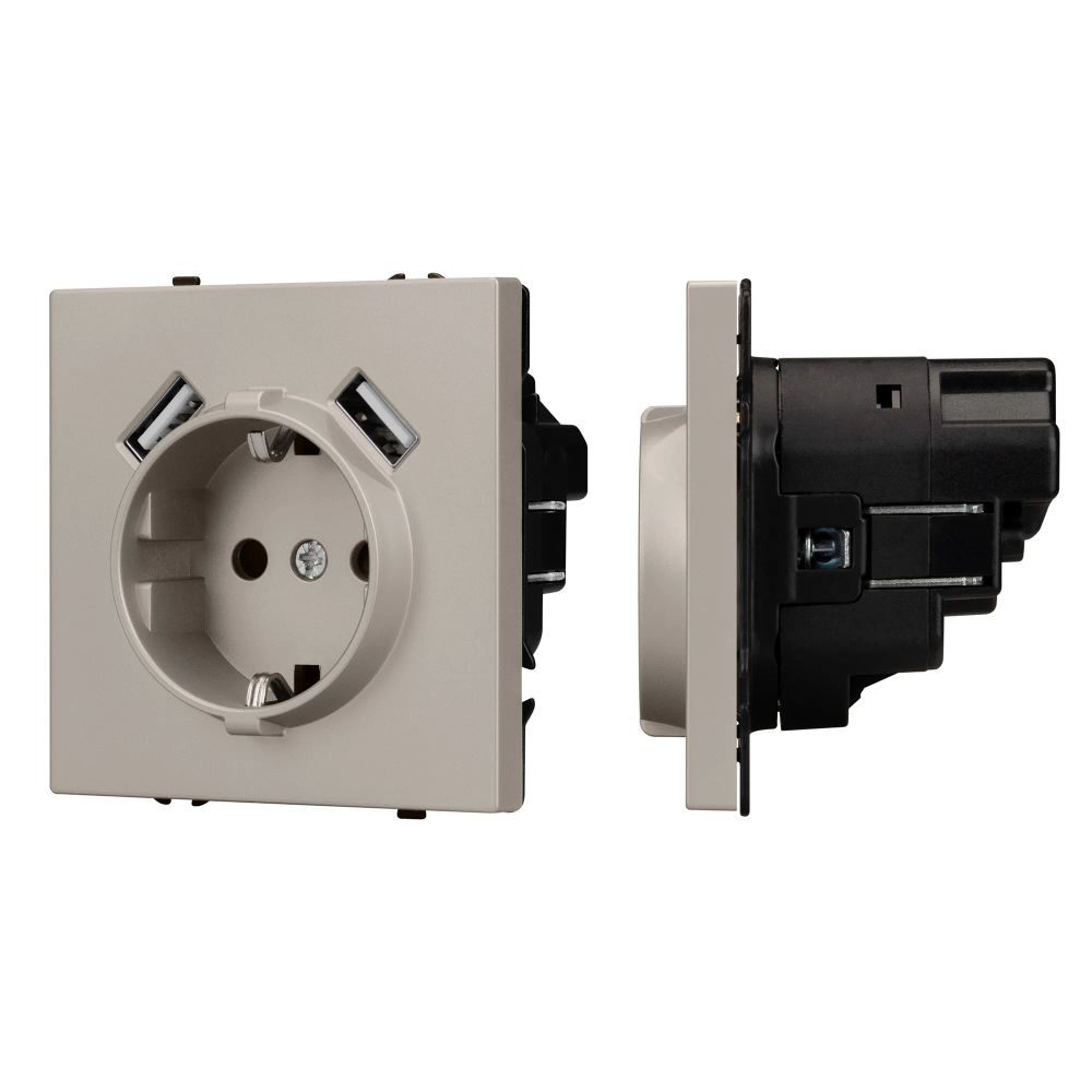 Механизм розетки с USB зарядкой SCT-NOBE-MUAA-SFPL-CA (230V, 16A) (Arlight, Кашемир) 059442