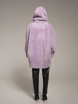 Шуба чебурашка из шерсти, лавандовая, Severina