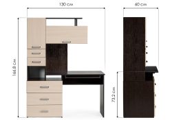 Стол компьютерный Джаз-17 правый 130х60х166,8 венге / дуб молочный