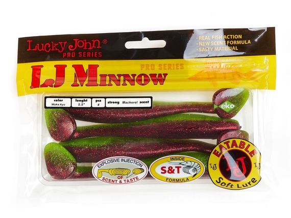 Виброхвосты съедобные LJ Pro Series MINNOW 5.5in (13,9 см), цв. T44, 4 шт.