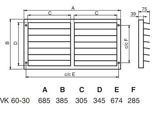 VK 60/30 Инерционная решетка Systemair