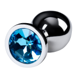 Анальная втулка с кристаллом Medium голубой 8 см