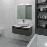 Тумба с раковиной LA FENICE Elba Grigio 100 серая/столешница белая