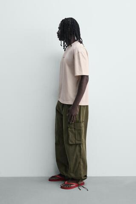 ZARA ФУТБОЛКА RELAXED FIT С НАДПИСЯМИ, РОЗОВЫЙ