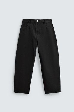 ZARA ДЖИНСЫ TAPERED WIDE FIT, ЧЕРНЫЙ