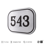 Номерок на дверь квартиры 543, для кабинета, офиса, шильдик 9 х 7 см, серебристый, Айдентика Технолоджи