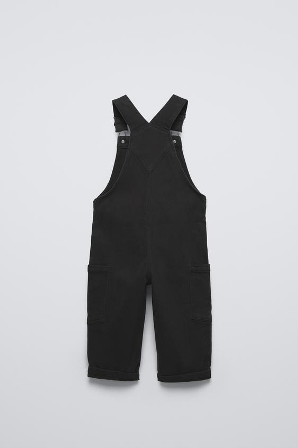 ZARA ДЛИННЫЙ ДЖИНСОВЫЙ КОМБИНЕЗОН, ЧЕРНЫЙ