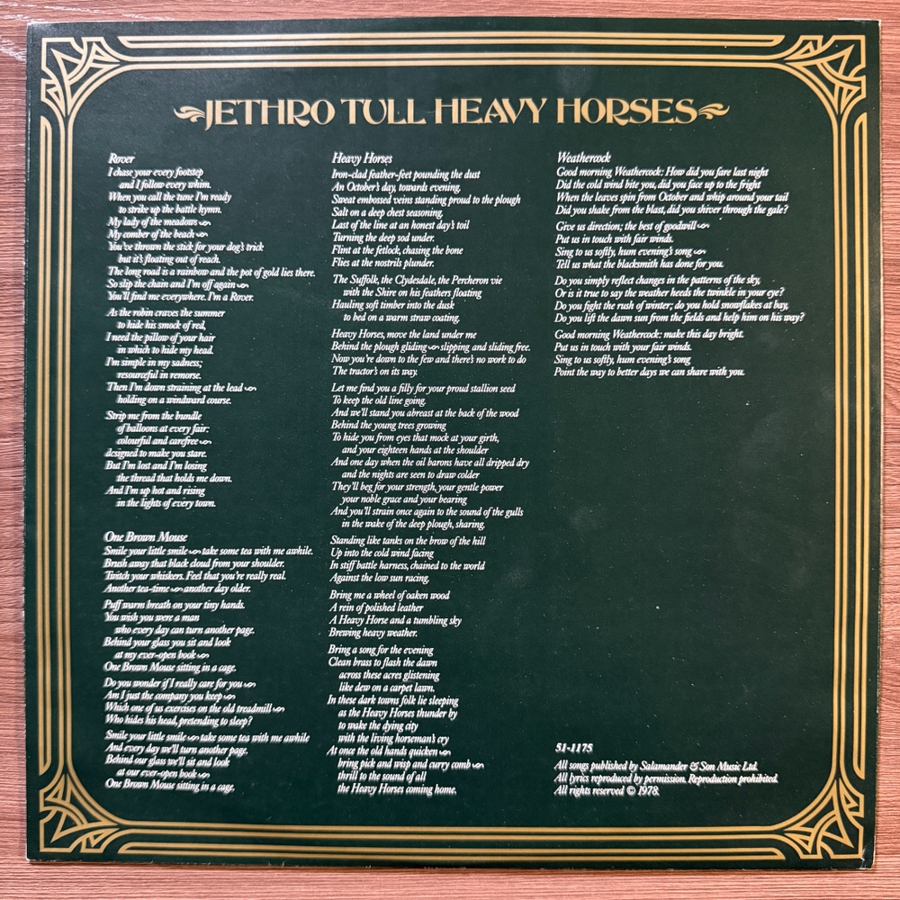 Jethro Tull – Heavy Horses (Голландия 1978г.)Т