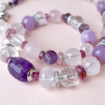 Бусы нарядные из камней: кварц, флюорит, рубеллит