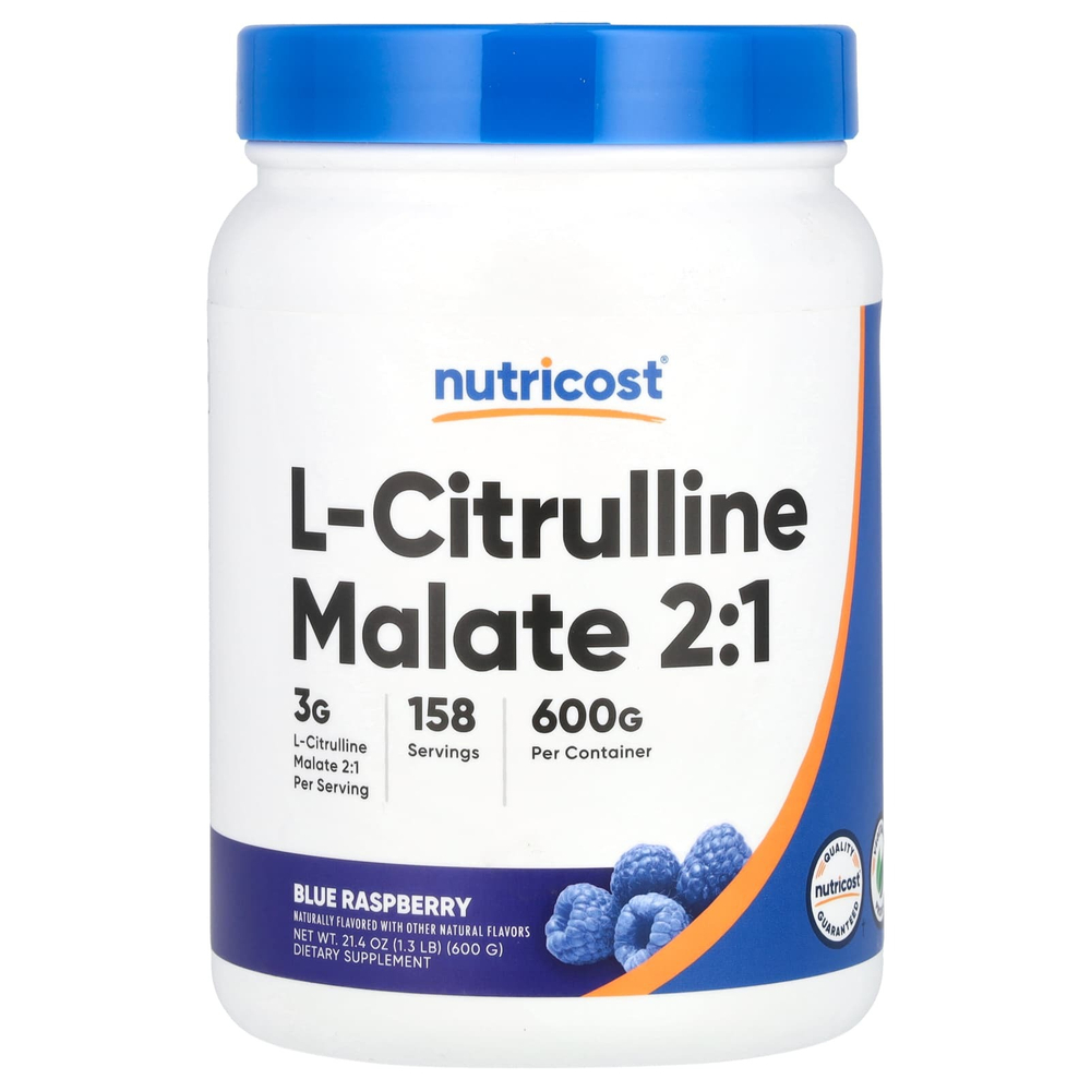 Nutricost, L-цитруллин малат 2:1, голубая малина, 600 г (1,3 фунта)