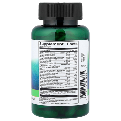 Swanson, мультивитамины с железом, 90 капсул