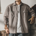 Весенняя рубашка для мужчин с двумя накладными карманами и длинными рукавами. Американский ретро стиль от бренда Jerrueno