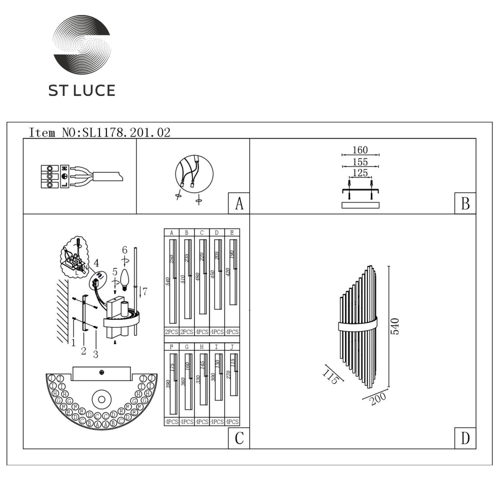 SL1178.201.02 Бра ST-Luce Золотистый/Золотистый, Прозрачный E14 2*40W