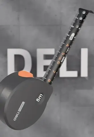 Рулетка "Home Series Gray" Deli HT8519C 5мх19мм (Эксклюзивный дизайн, корпус из софттач пластика, противоскользящая резиновая вставка, подарочная упаковка)