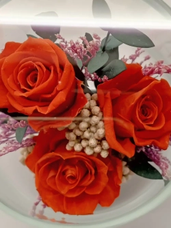 натуральные кустовые розы в стекле, вакуум*