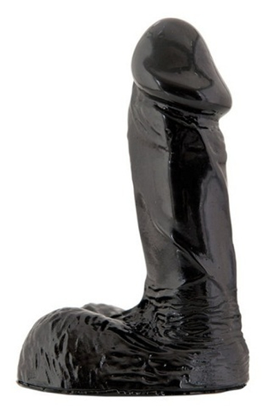 Классический чёрный дилдо на подставке-мошонке