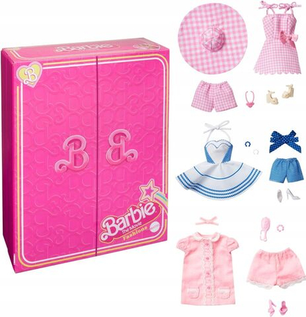 Кукла Barbie Mattel THE MOVIE DOLL Коллекционный набор одежды и аксессуаров из 3 образов из фильма HPK01