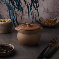 Горшок бульонница 500 мл d 11 см h8 см с крышкой Brown Matt White New Taiga P.L. [4]