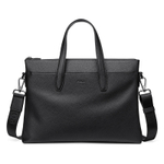 POLO Top Grain Cow Leather Men"s Crossbody Bag, Shoulder Bag Briefcase Large Men"s Black