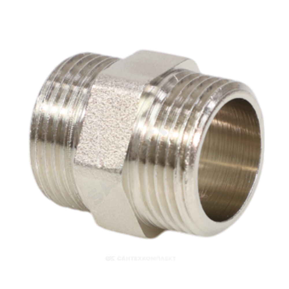 Ниппель латунь никель Ду 20 (3/4") НР VALFEX VF.582.N.034