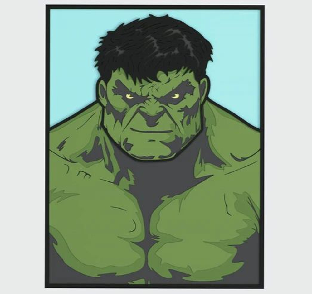 3D Картина по номерам из дерева Халк, 23x30 см