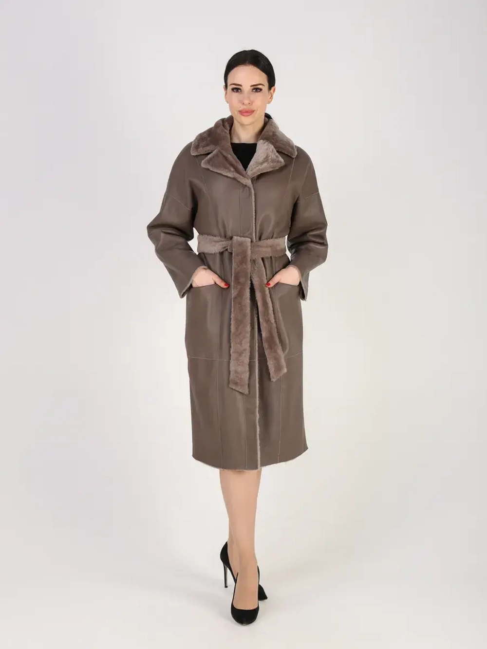 Дубленка зимняя шуба натуральная двухсторонняя оверсайз