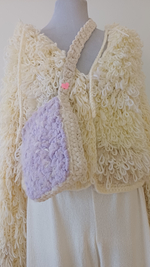 Сумка вязаная кроссбоди фиолетово-бежевая