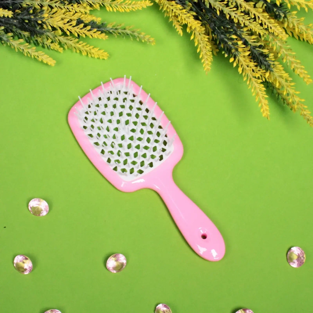 Расческа массажная «Magic Style», прямоугольная, цвет розовый, 20*8,3см●