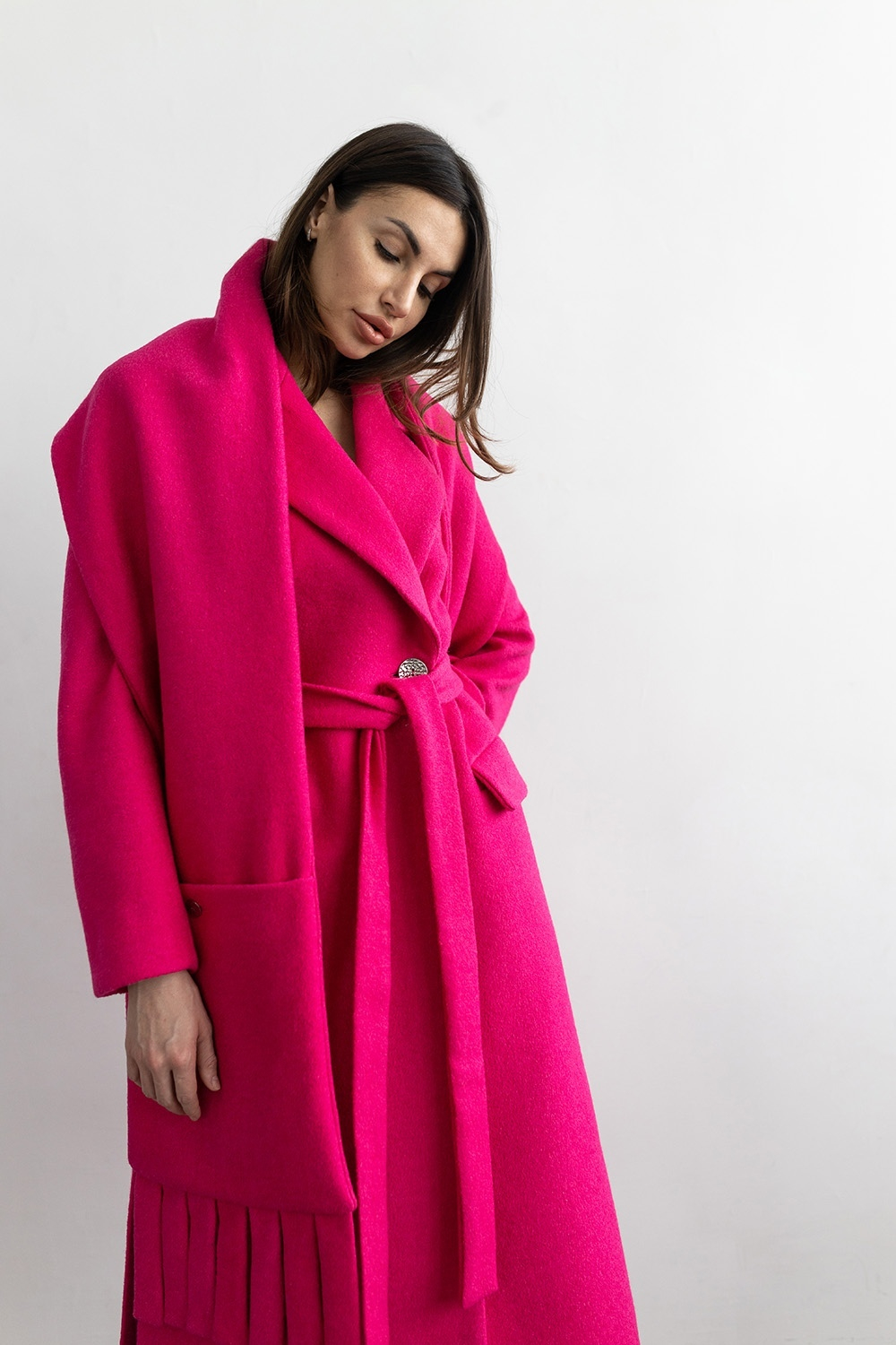 Пальто прямого кроя из шерсти в стиле Барби