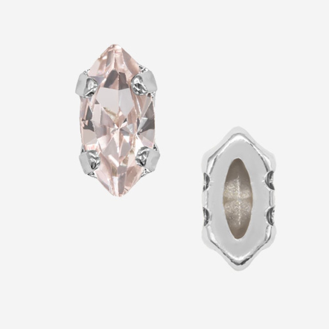 Кристалл Маркиз (Marquise Fancy Stone) в цапах, оттенок "Light Rose", 8*4мм, родирование