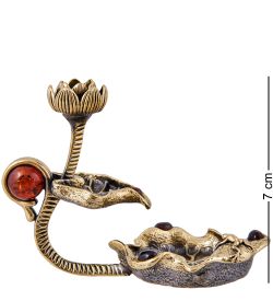 Народные промыслы AM-3926 Подсвечник «Лотос» (латунь, янтарь)