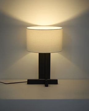 Настольная лампа Niani из каучукового дерева с темной отделкой Ø30 см