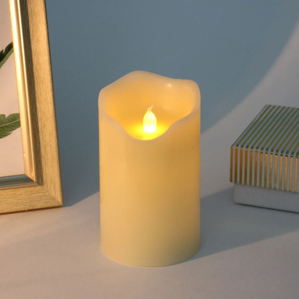 Сувенир с подсветкой «Свеча восковая - Ангел» 7,5*12,5 см - облита воском (работает от батареек 3 ААА)