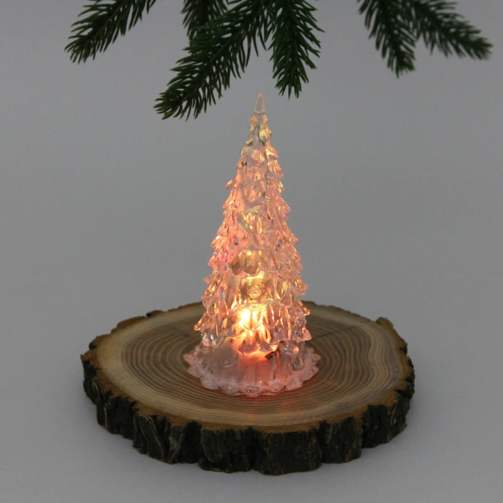 Сувенир с подсветкой «Кристальная ёлочка» 5,7*12,5 см (на батарейках 3 LR44)