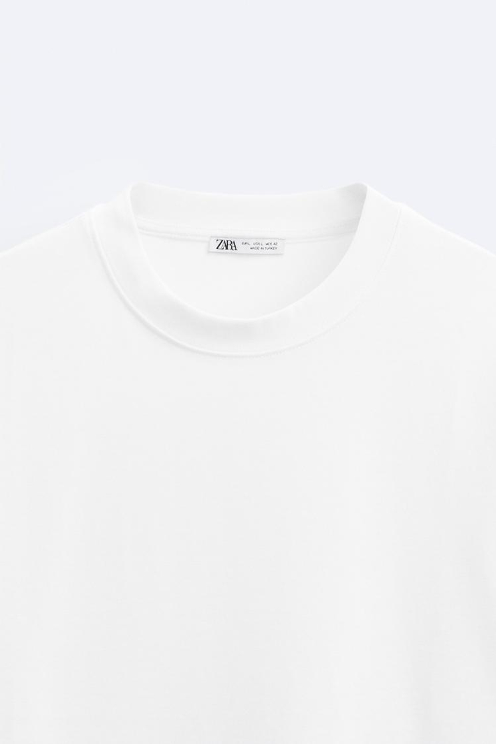 ZARA ФУТБОЛКА REGULAR FIT INTERLOCK, БЕЛЫЙ