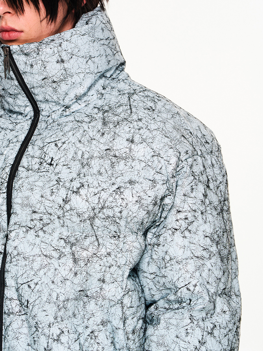 Пуховик BLIND "Crack" Leather Puffer Jacket