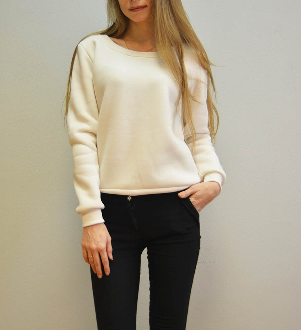СВИТШОТ ЖЕНСКИЙ ФУТЕР, 280гр, молочный, M-301_50 (XL)